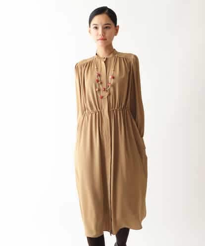 RBELW20430 HIROKO BIS ソフトサテンウエストドロストワンピース /洗濯機で洗える