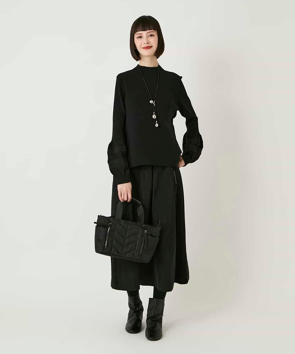 RBFAD31360 HIROKO BIS(ヒロコ ビス) 異素材ジョイントニットプルオーバー ブラック