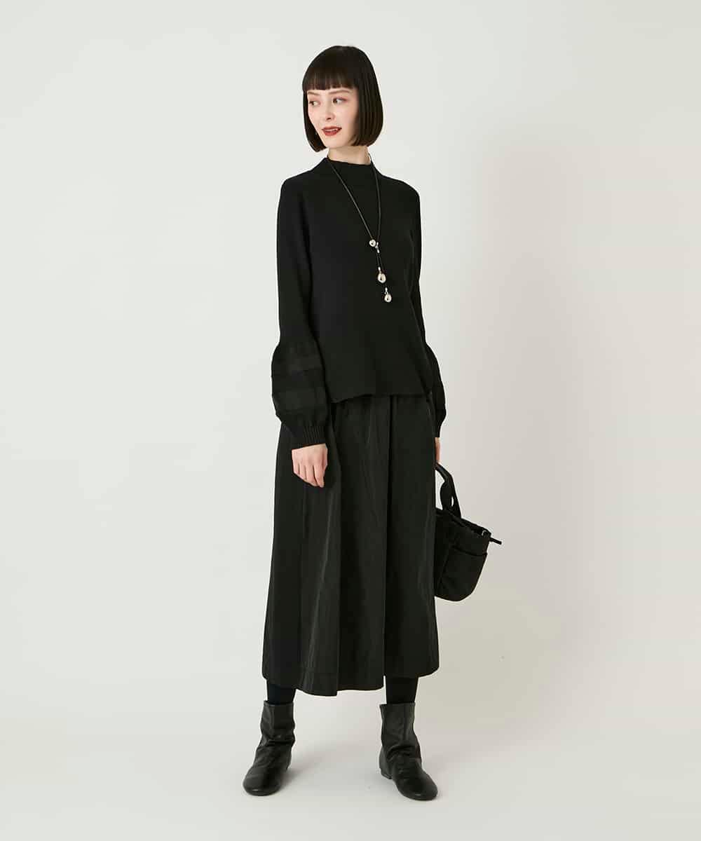 RBFAD31360 HIROKO BIS(ヒロコ ビス) 異素材ジョイントニットプルオーバー ブラック