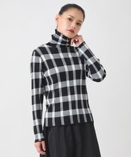 RBFAD33270 HIROKO BIS(ヒロコ ビス) チェック柄インターシャニットプルオーバー ブラック