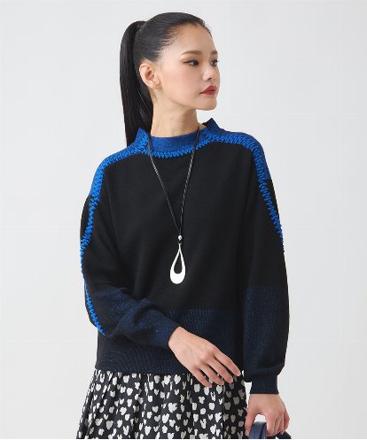 RBFAD35330 HIROKO BIS プレーティング刺繍ニットプルオーバー