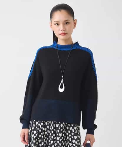 RBFAD35330 HIROKO BIS プレーティング刺繍ニットプルオーバー