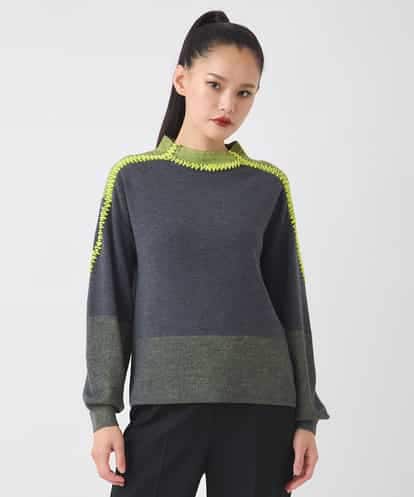 RBFAD35330 HIROKO BIS プレーティング刺繍ニットプルオーバー