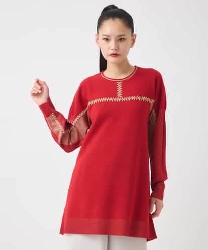 RBFAD36360 HIROKO BIS プレーティング刺繍ニットチュニック