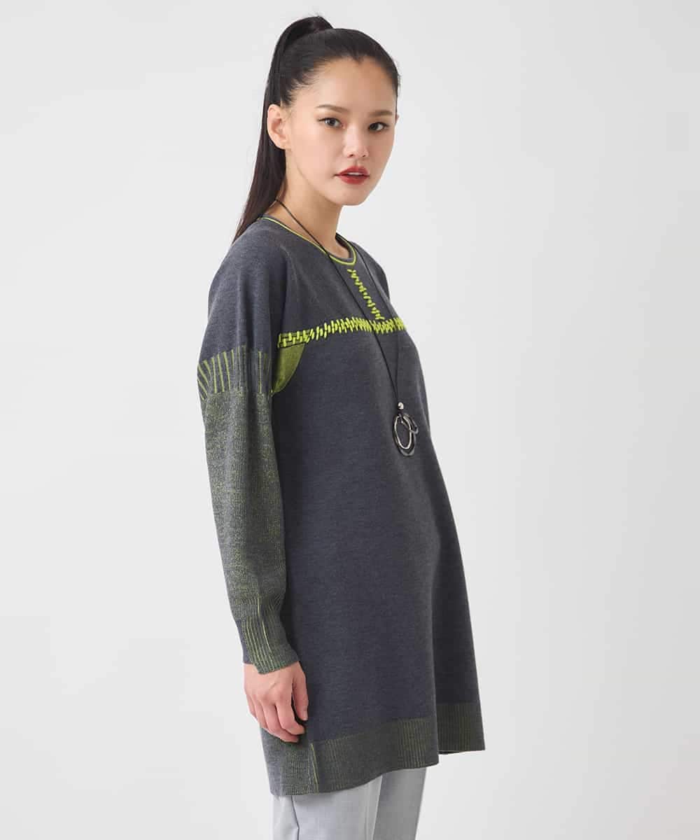RBFAD36360 HIROKO BIS(ヒロコ ビス) プレーティング刺繍ニットチュニック レッド