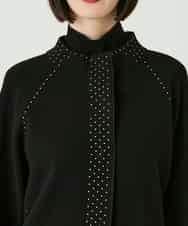 RBFAE45360 HIROKO BIS(ヒロコ ビス) スタッズアクセントニットカーディガン ブラック