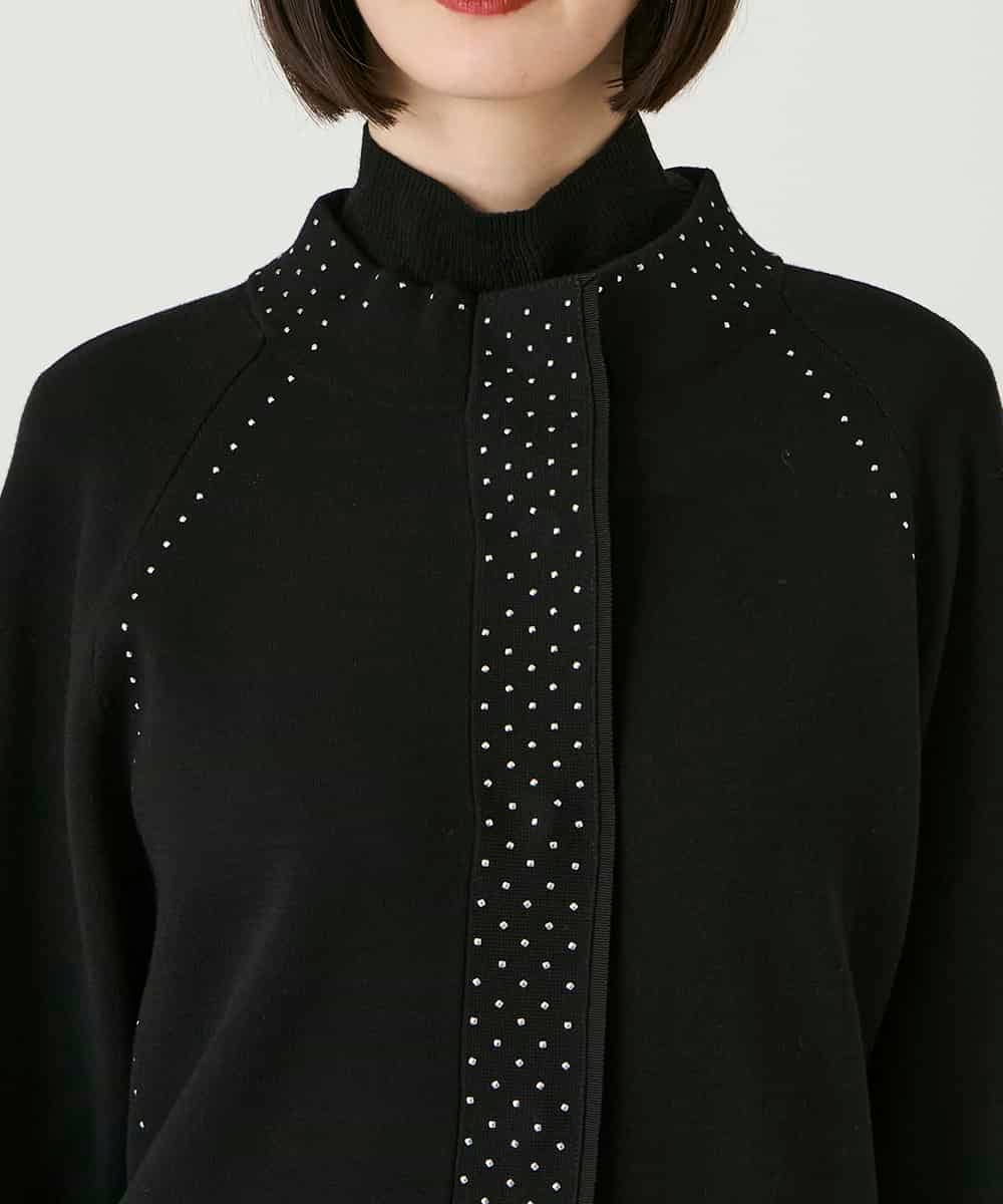 RBFAE45360 HIROKO BIS(ヒロコ ビス) スタッズアクセントニットカーディガン ブラック