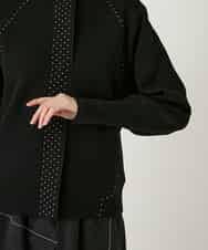 RBFAE45360 HIROKO BIS(ヒロコ ビス) スタッズアクセントニットカーディガン ブラック