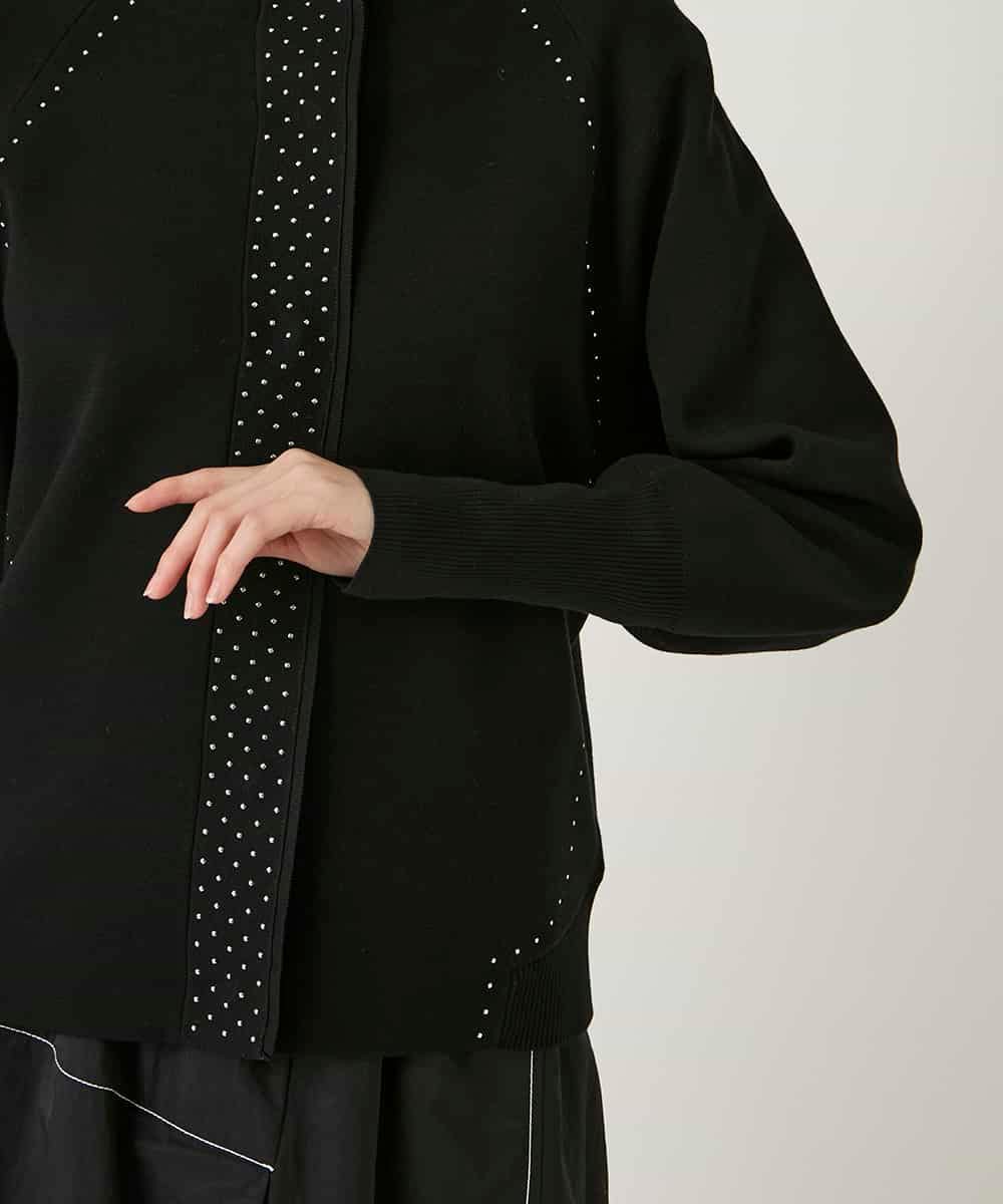 RBFAE45360 HIROKO BIS(ヒロコ ビス) スタッズアクセントニットカーディガン ブラック