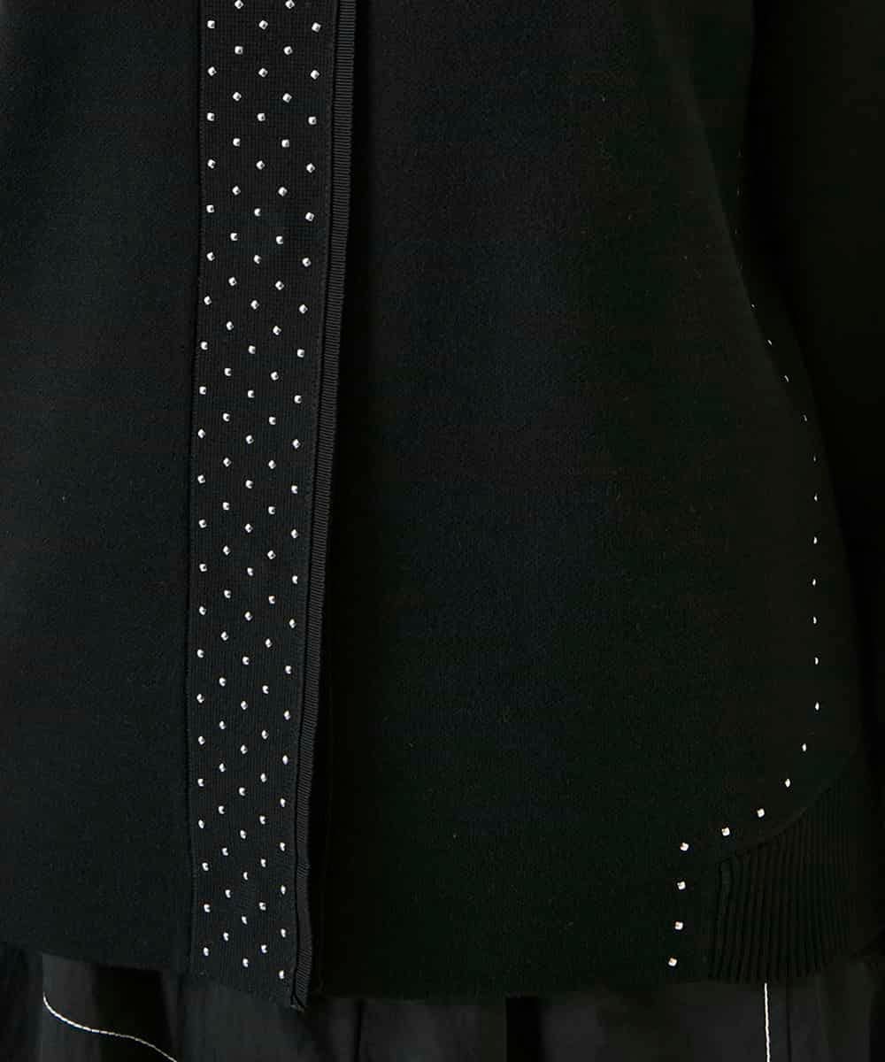 RBFAE45360 HIROKO BIS(ヒロコ ビス) スタッズアクセントニットカーディガン ブラック