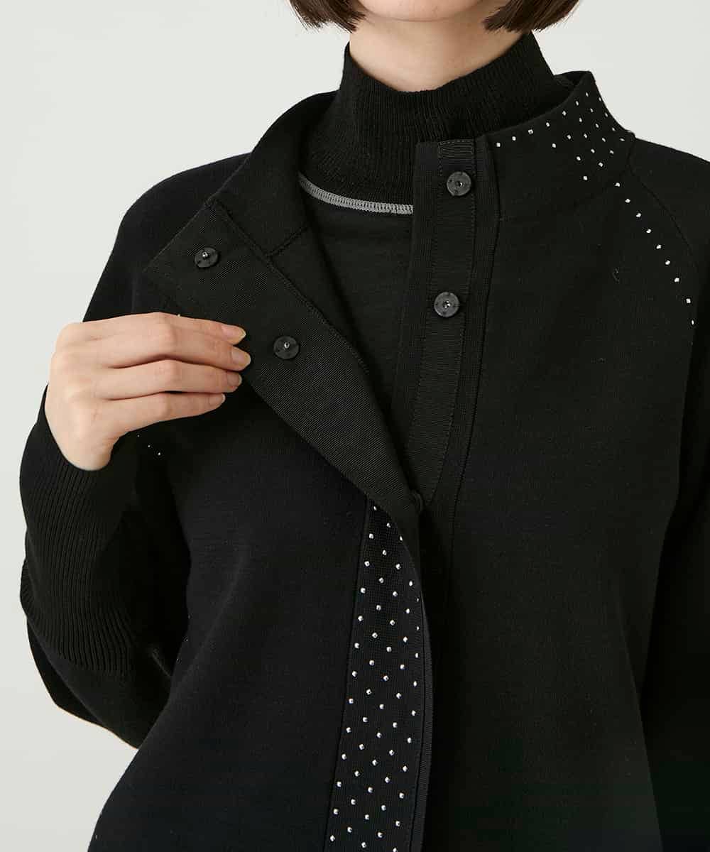 RBFAE45360 HIROKO BIS(ヒロコ ビス) スタッズアクセントニットカーディガン ブラック