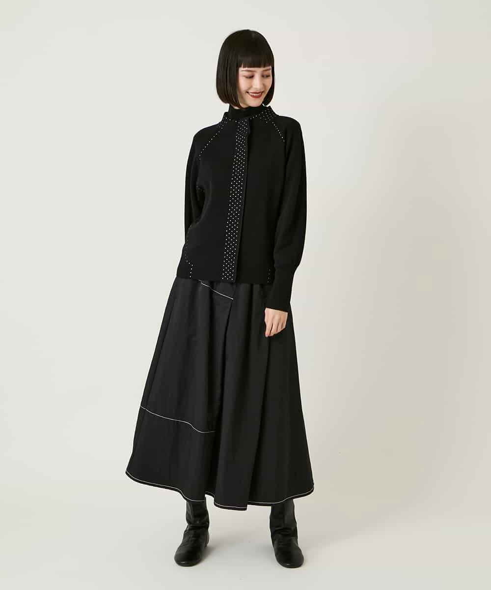 RBFAE45360 HIROKO BIS(ヒロコ ビス) スタッズアクセントニットカーディガン ブラック