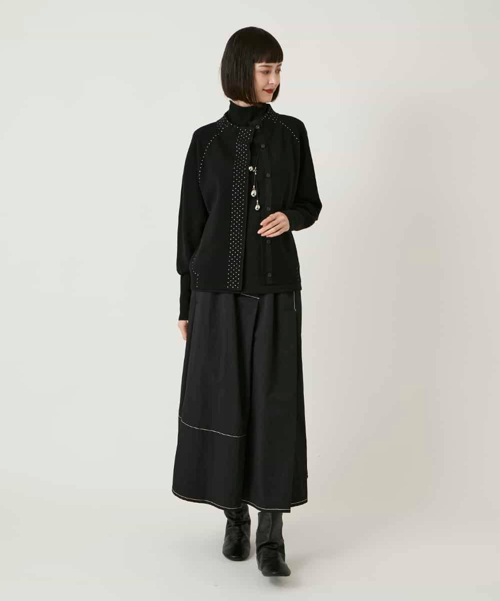 RBFAE45360 HIROKO BIS(ヒロコ ビス) スタッズアクセントニットカーディガン ブラック