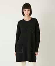 RBFAE46390 HIROKO BIS(ヒロコ ビス) スタッズアクセントニットチュニック ブラック