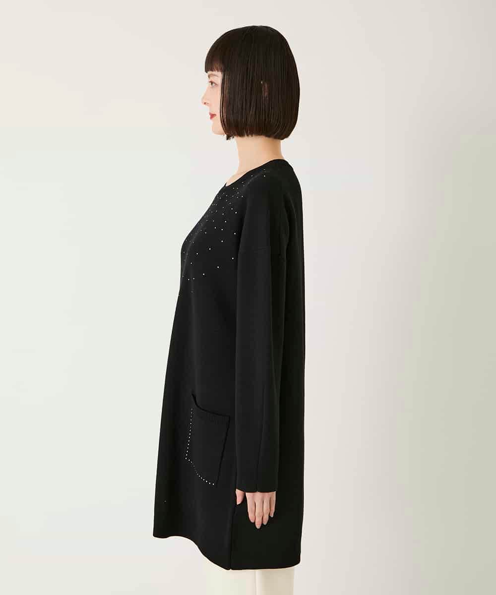 RBFAE46390 HIROKO BIS(ヒロコ ビス) スタッズアクセントニットチュニック ブラック