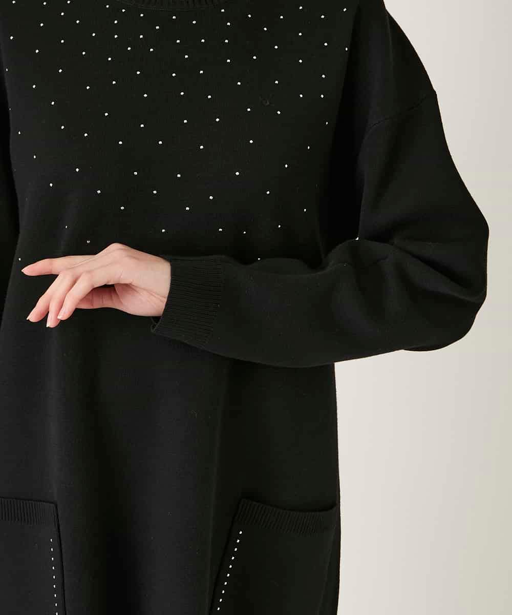 RBFAE46390 HIROKO BIS(ヒロコ ビス) スタッズアクセントニットチュニック ブラック