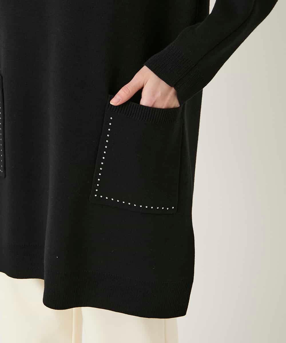RBFAE46390 HIROKO BIS(ヒロコ ビス) スタッズアクセントニットチュニック ブラック