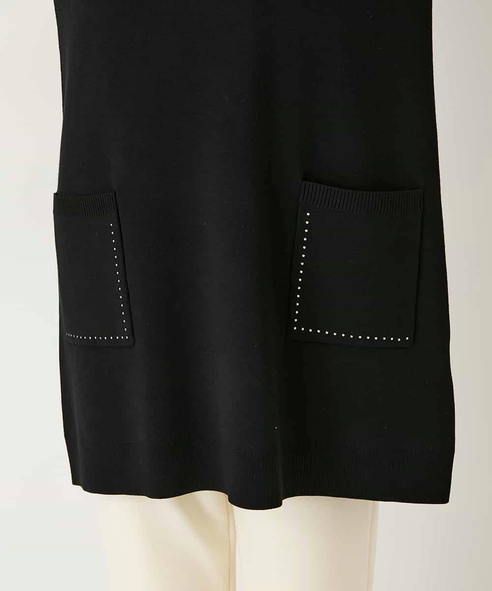 RBFAE46390 HIROKO BIS(ヒロコ ビス) スタッズアクセントニットチュニック ブラック