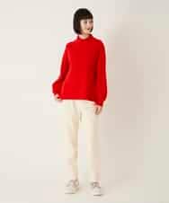 RBFAE47230 HIROKO BIS(ヒロコ ビス) リブネックデザインウールニットプルオーバー レッド