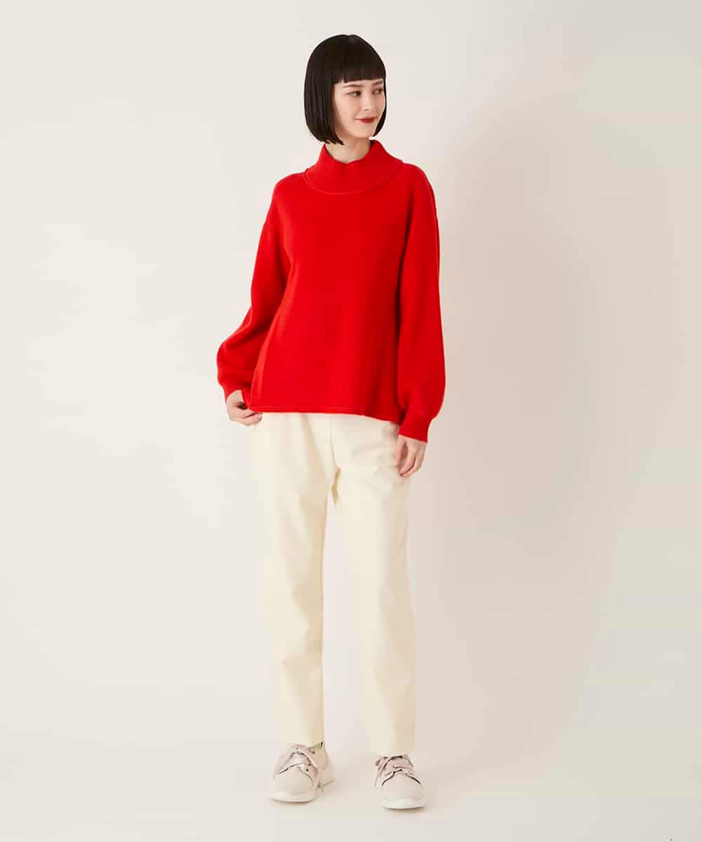 RBFAE47230 HIROKO BIS(ヒロコ ビス) リブネックデザインウールニットプルオーバー レッド