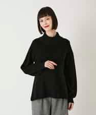 RBFAE47230 HIROKO BIS(ヒロコ ビス) リブネックデザインウールニットプルオーバー ブラック