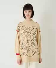 RBFAE50330 HIROKO BIS(ヒロコ ビス) ニュアンス刺繍アクセントニットプルオーバー ベージュ