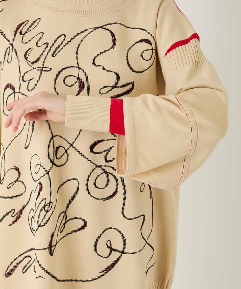 RBFAE50330 HIROKO BIS(ヒロコ ビス) ニュアンス刺繍アクセントニットプルオーバー ベージュ