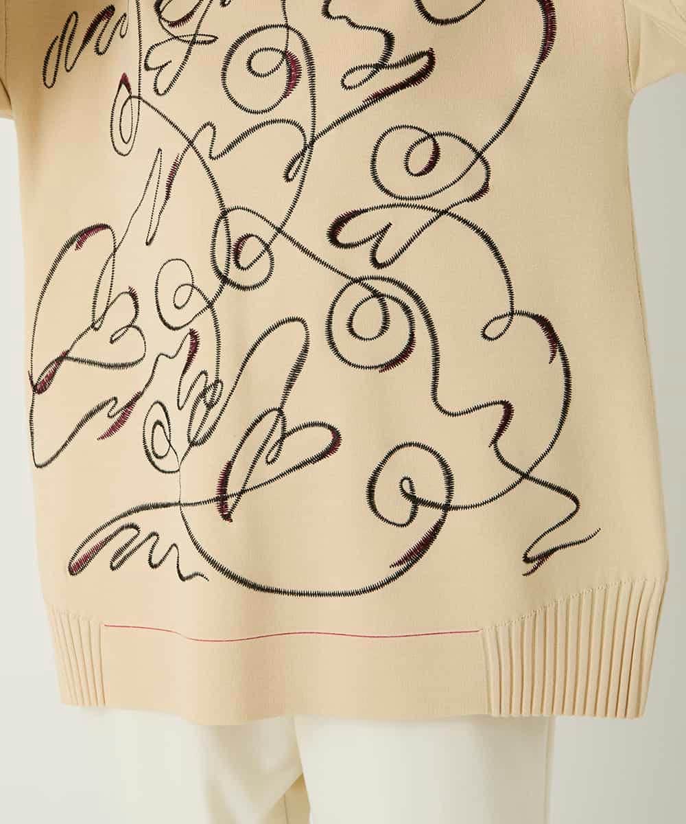 RBFAE50330 HIROKO BIS(ヒロコ ビス) ニュアンス刺繍アクセントニットプルオーバー ベージュ