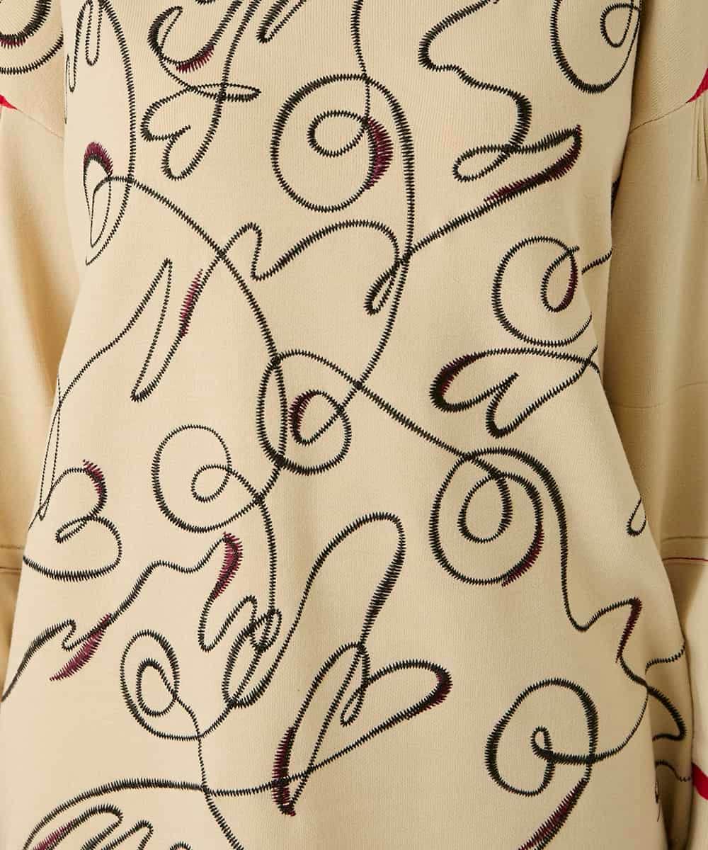 RBFAE50330 HIROKO BIS(ヒロコ ビス) ニュアンス刺繍アクセントニットプルオーバー ベージュ