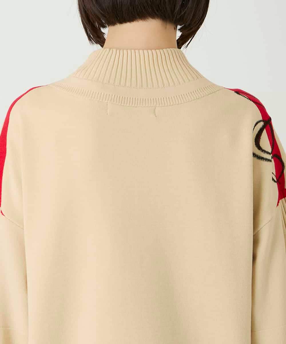 RBFAE50330 HIROKO BIS(ヒロコ ビス) ニュアンス刺繍アクセントニットプルオーバー ベージュ