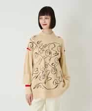 RBFAE50330 HIROKO BIS(ヒロコ ビス) ニュアンス刺繍アクセントニットプルオーバー ベージュ