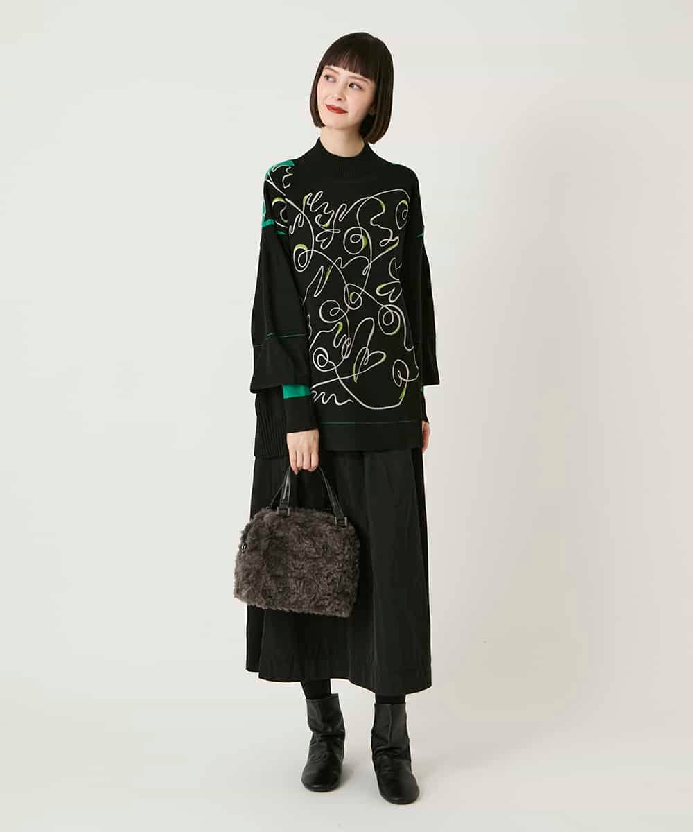 RBFAE50330 HIROKO BIS(ヒロコ ビス) ニュアンス刺繍アクセントニットプルオーバー ベージュ