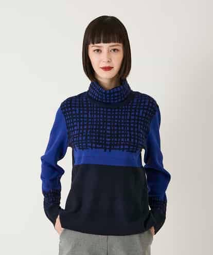 RBFAE55290  チェックアクセントタートルネックニット