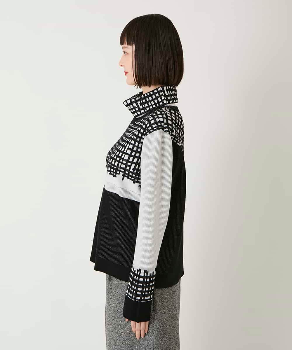 RBFAE55290 HIROKO BIS(ヒロコ ビス) チェックアクセントタートルネックニット ブラック