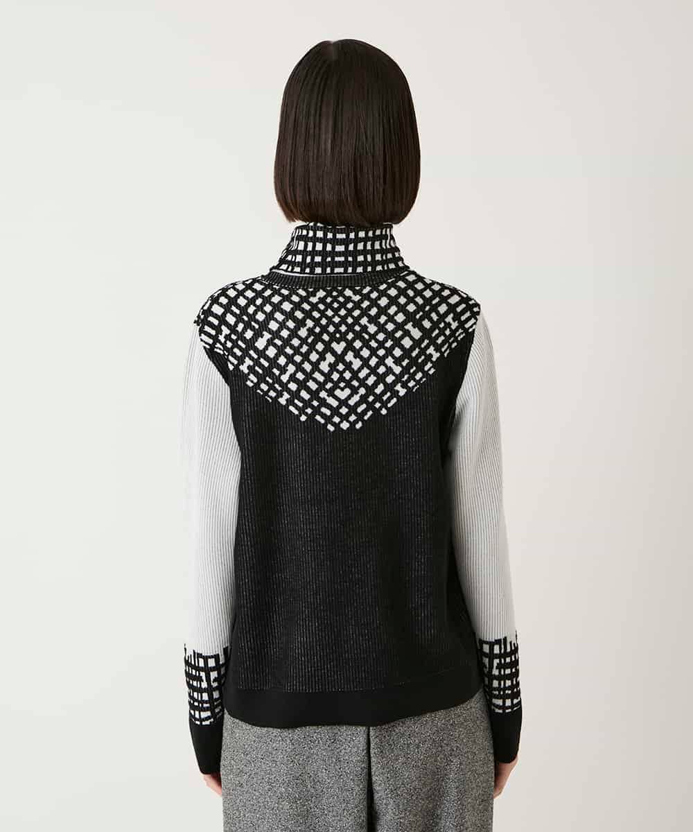 RBFAE55290 HIROKO BIS(ヒロコ ビス) チェックアクセントタートルネックニット ブラック
