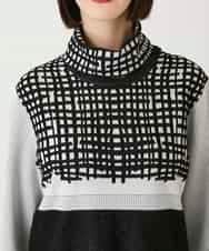 RBFAE55290 HIROKO BIS(ヒロコ ビス) チェックアクセントタートルネックニット ブラック