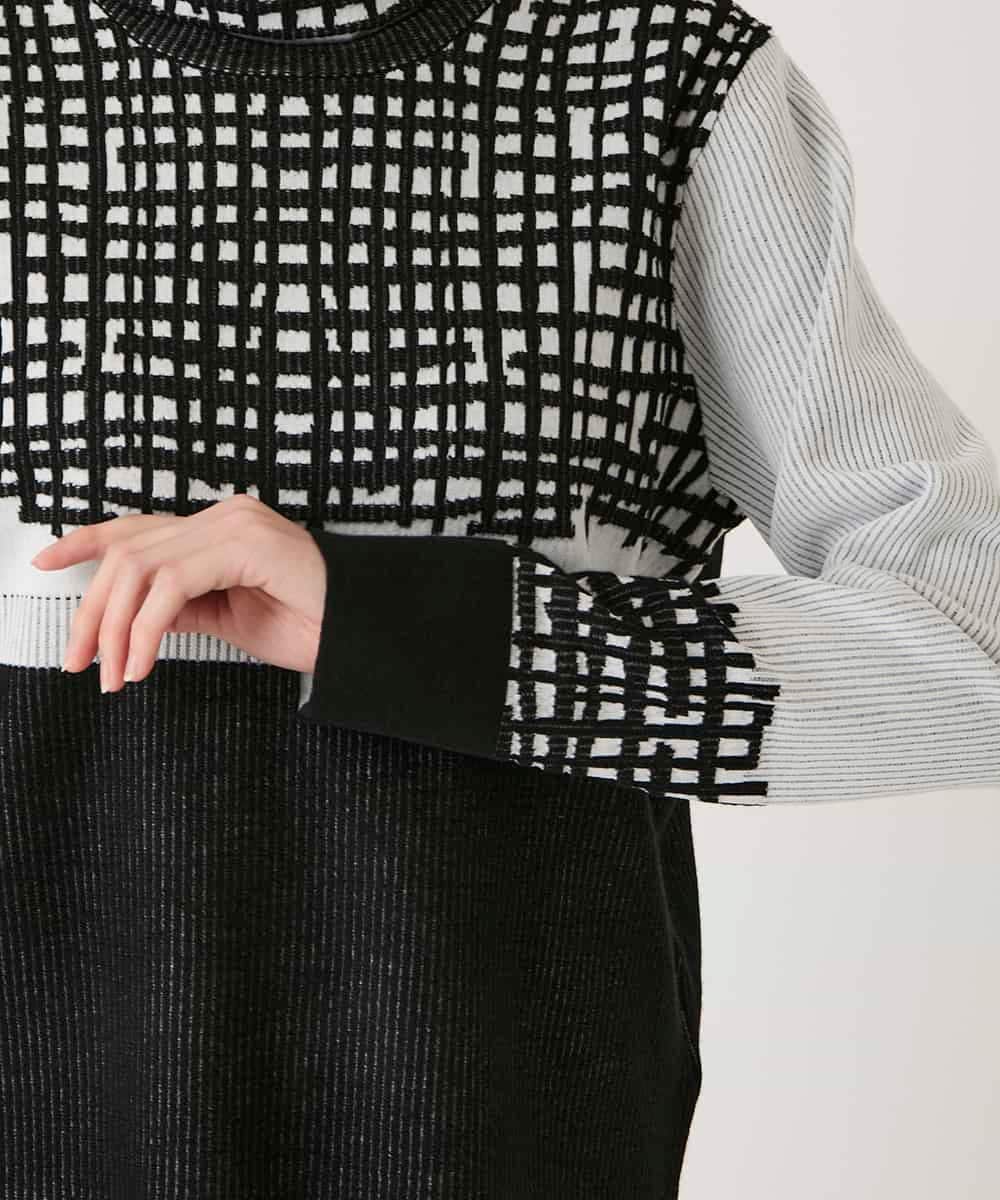 RBFAE55290 HIROKO BIS(ヒロコ ビス) チェックアクセントタートルネックニット ブラック