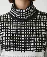 RBFAE55290 HIROKO BIS(ヒロコ ビス) チェックアクセントタートルネックニット ブラック