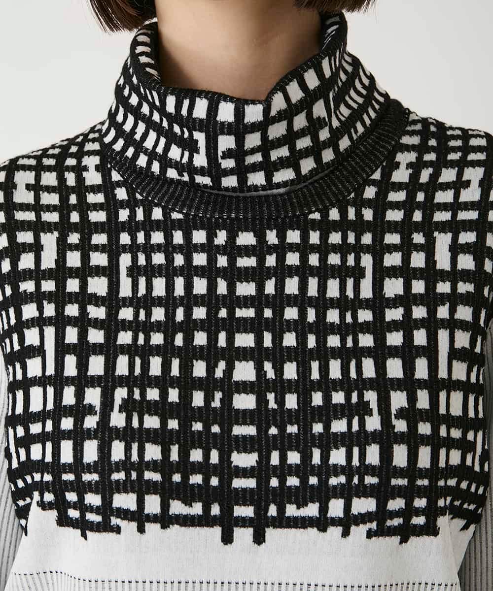 RBFAE55290 HIROKO BIS(ヒロコ ビス) チェックアクセントタートルネックニット ブラック