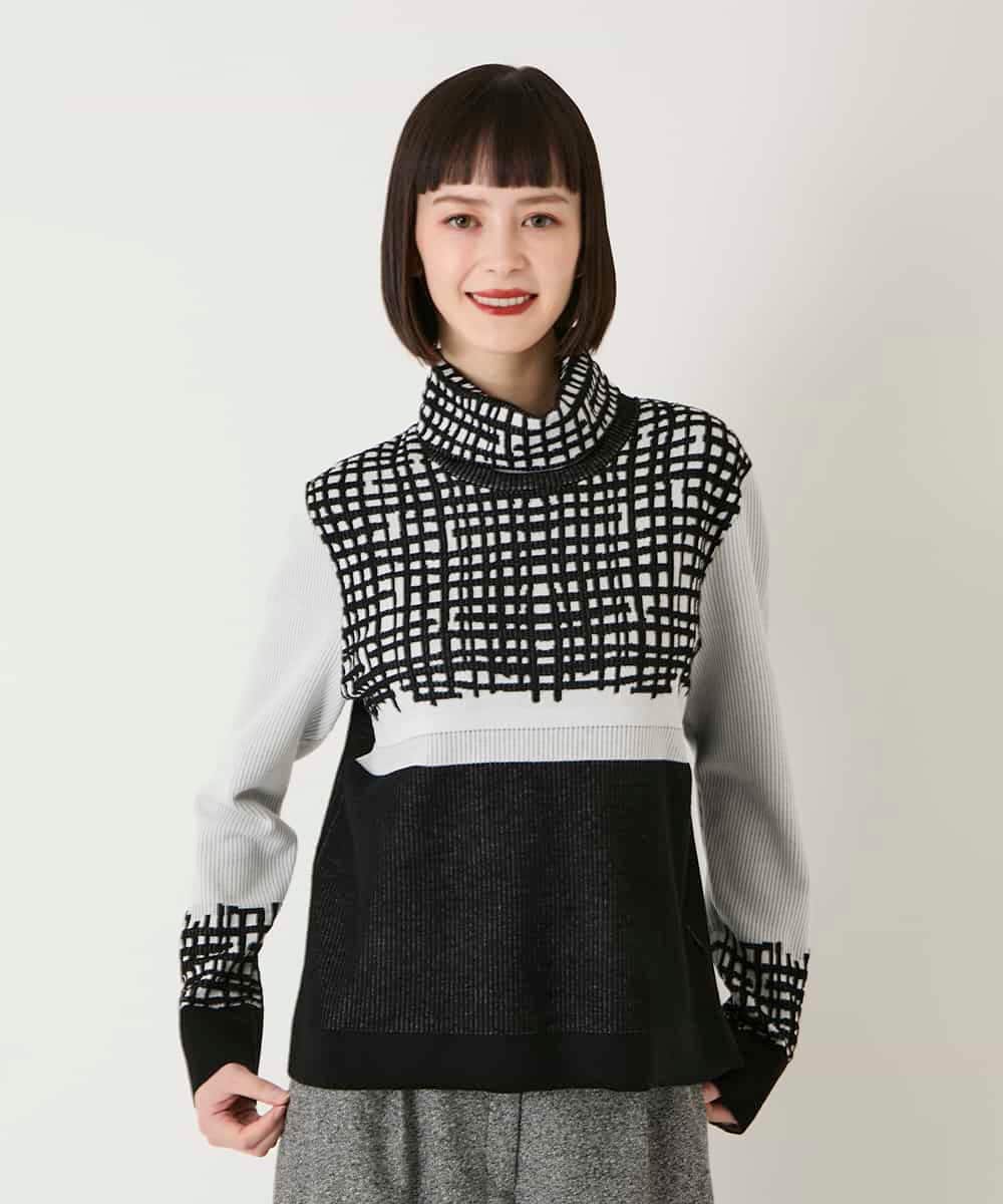 RBFAE55290 HIROKO BIS(ヒロコ ビス) チェックアクセントタートルネックニット ブラック