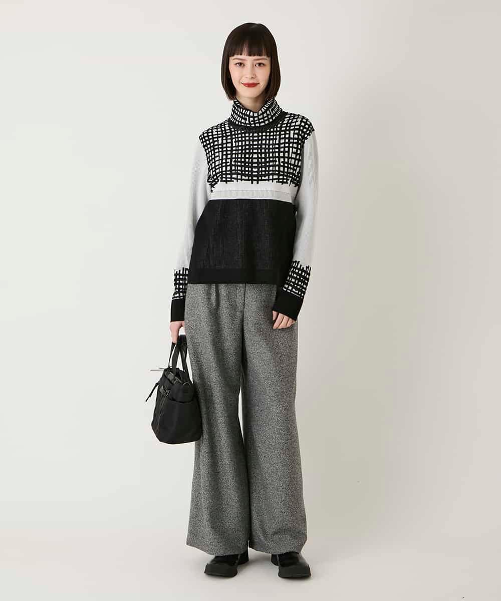 RBFAE55290 HIROKO BIS(ヒロコ ビス) チェックアクセントタートルネックニット ブラック