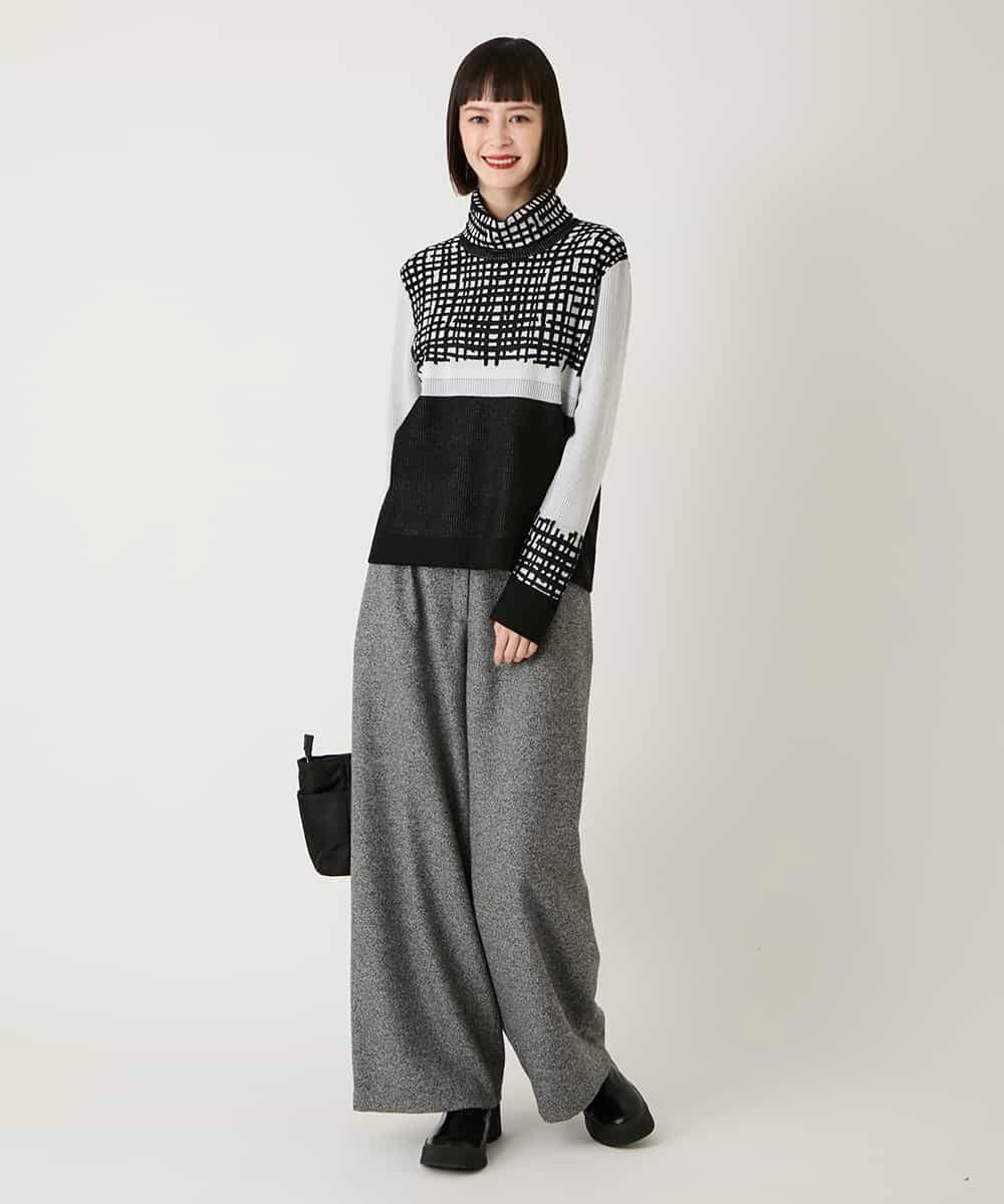 RBFAE55290 HIROKO BIS(ヒロコ ビス) チェックアクセントタートルネックニット ブラック