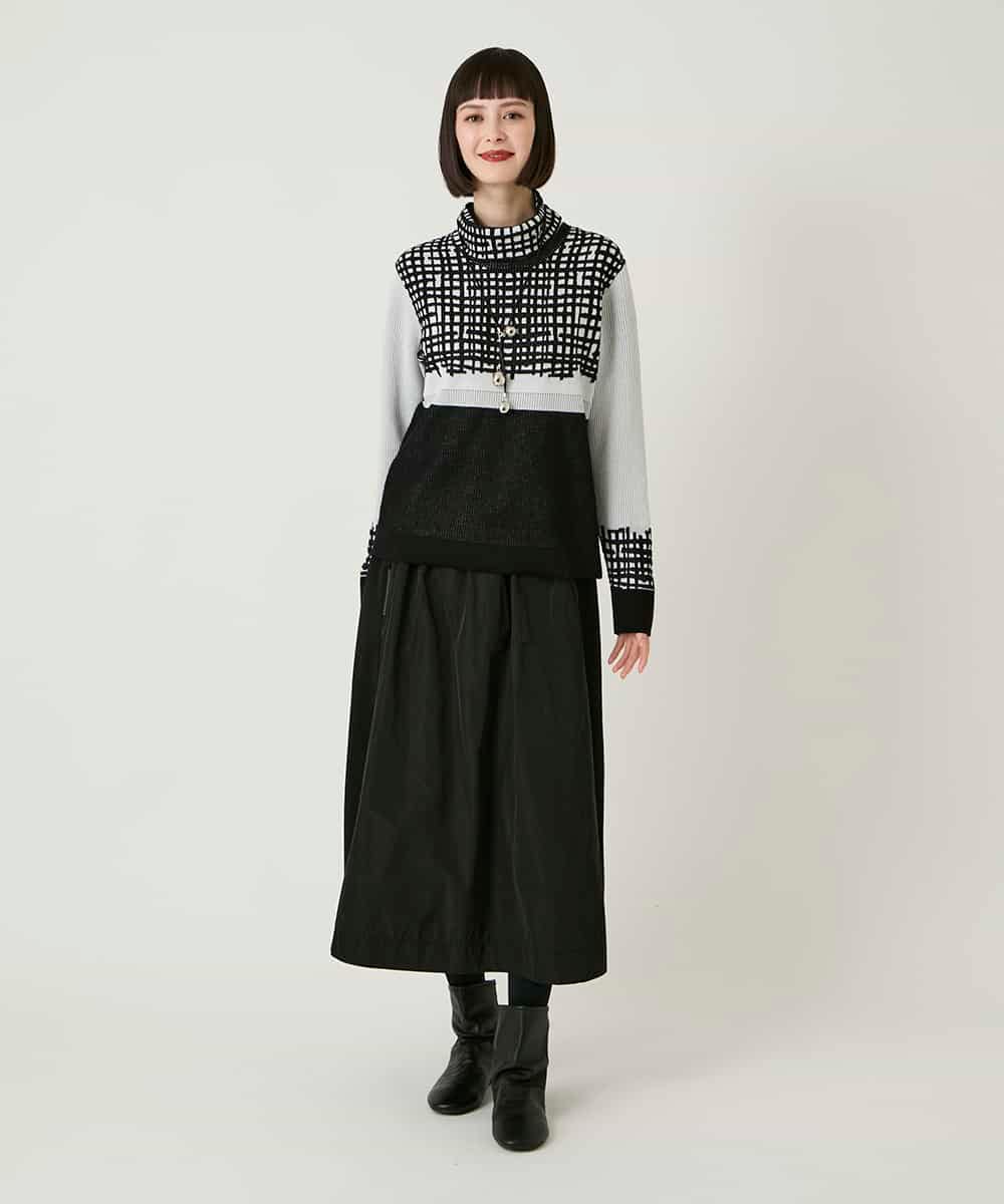 RBFAE55290 HIROKO BIS(ヒロコ ビス) チェックアクセントタートルネックニット ブラック