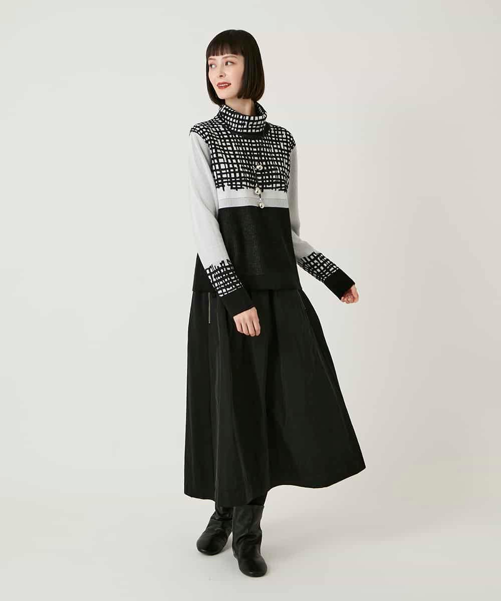 RBFAE55290 HIROKO BIS(ヒロコ ビス) チェックアクセントタートルネックニット ブラック