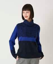 RBFAE55290 HIROKO BIS(ヒロコ ビス) チェックアクセントタートルネックニット ブラック