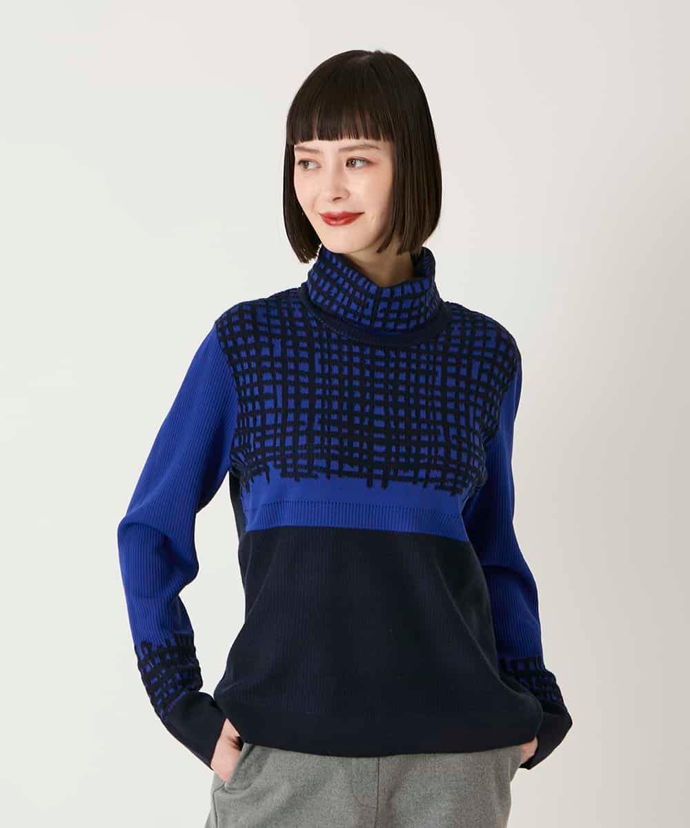 RBFAE55290 HIROKO BIS(ヒロコ ビス) チェックアクセントタートルネックニット ブラック