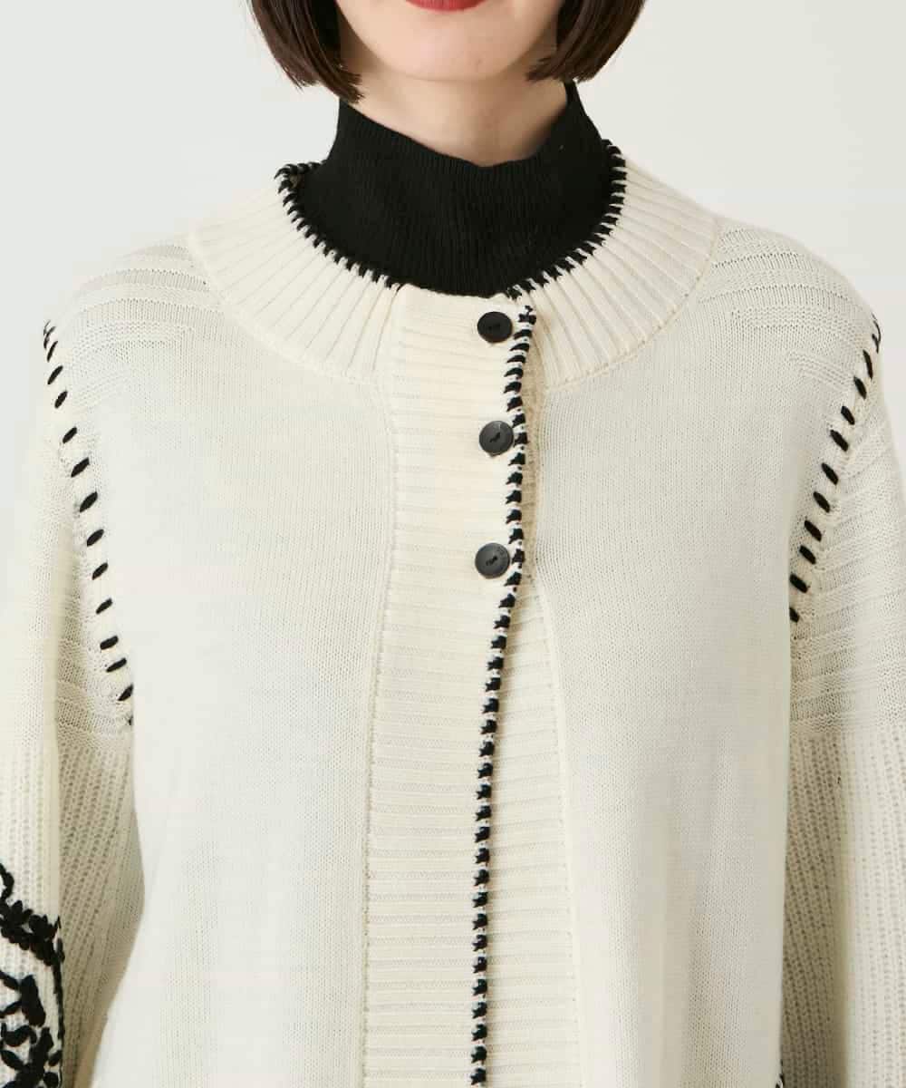 RBFAE56460 HIROKO BIS(ヒロコ ビス) ペイズリー刺繍ニットカーディガン アイボリー