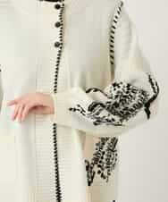 RBFAE56460 HIROKO BIS(ヒロコ ビス) ペイズリー刺繍ニットカーディガン アイボリー