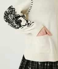 RBFAE56460 HIROKO BIS(ヒロコ ビス) ペイズリー刺繍ニットカーディガン アイボリー