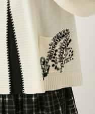 RBFAE56460 HIROKO BIS(ヒロコ ビス) ペイズリー刺繍ニットカーディガン アイボリー